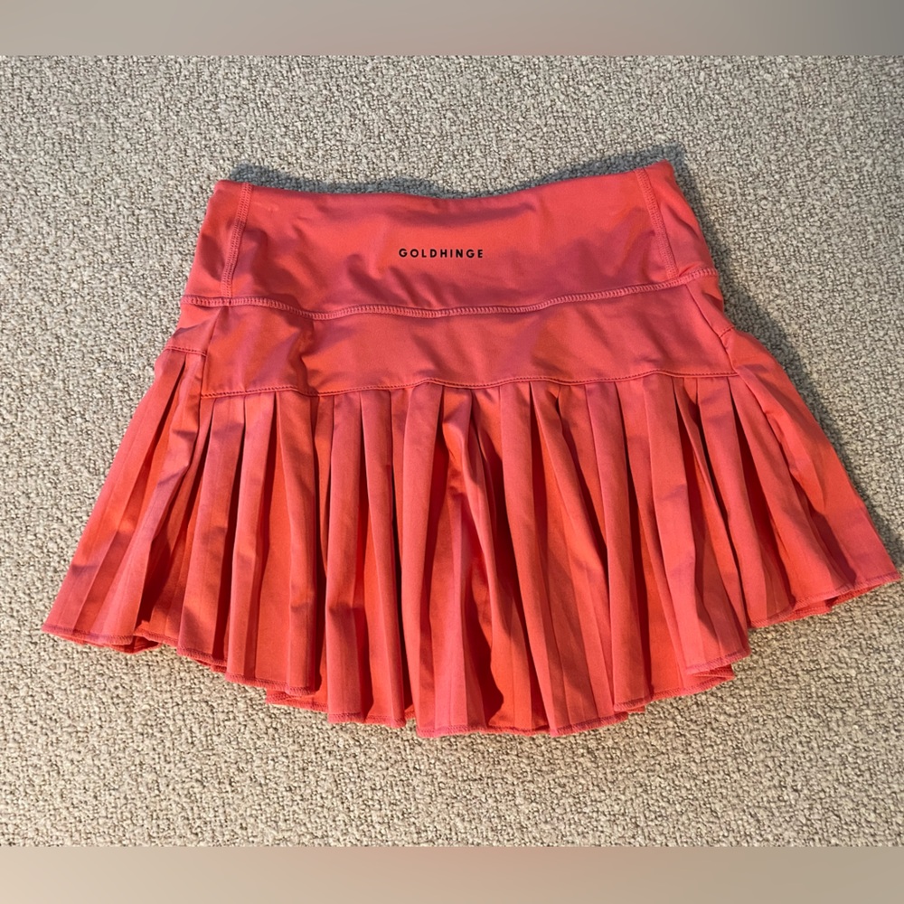 Gold Hinge Pleated Active Skirt
